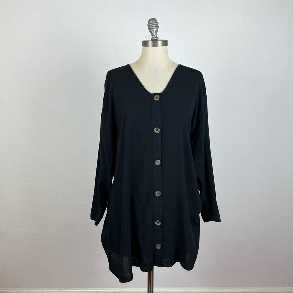 ASOS Black Long Sleeve Shirt Dress